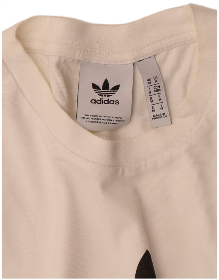 Adidas Mens Graphic T-Shirt Top Medium White Cotton