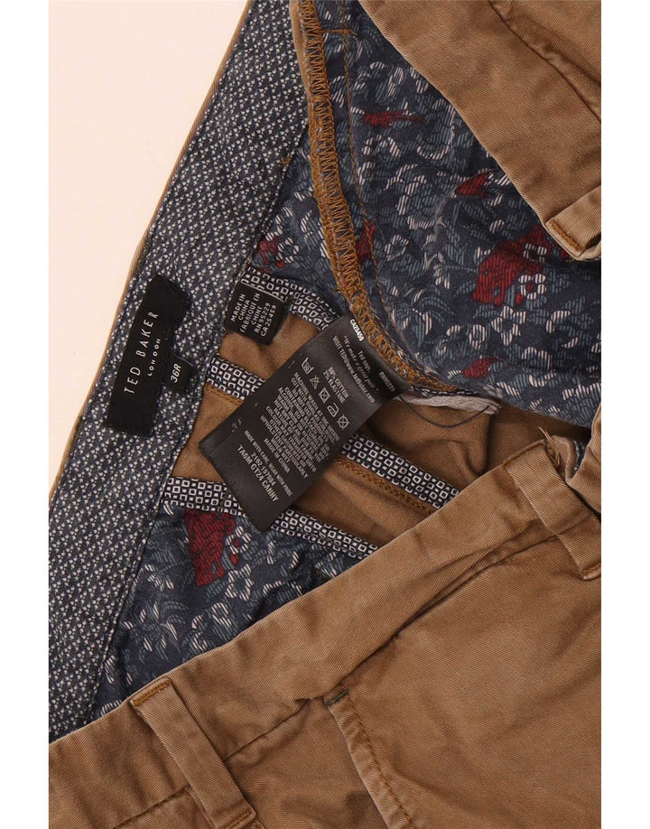 Ted Baker Mens Straight Suit Trousers W36 L31 Beige Cotton