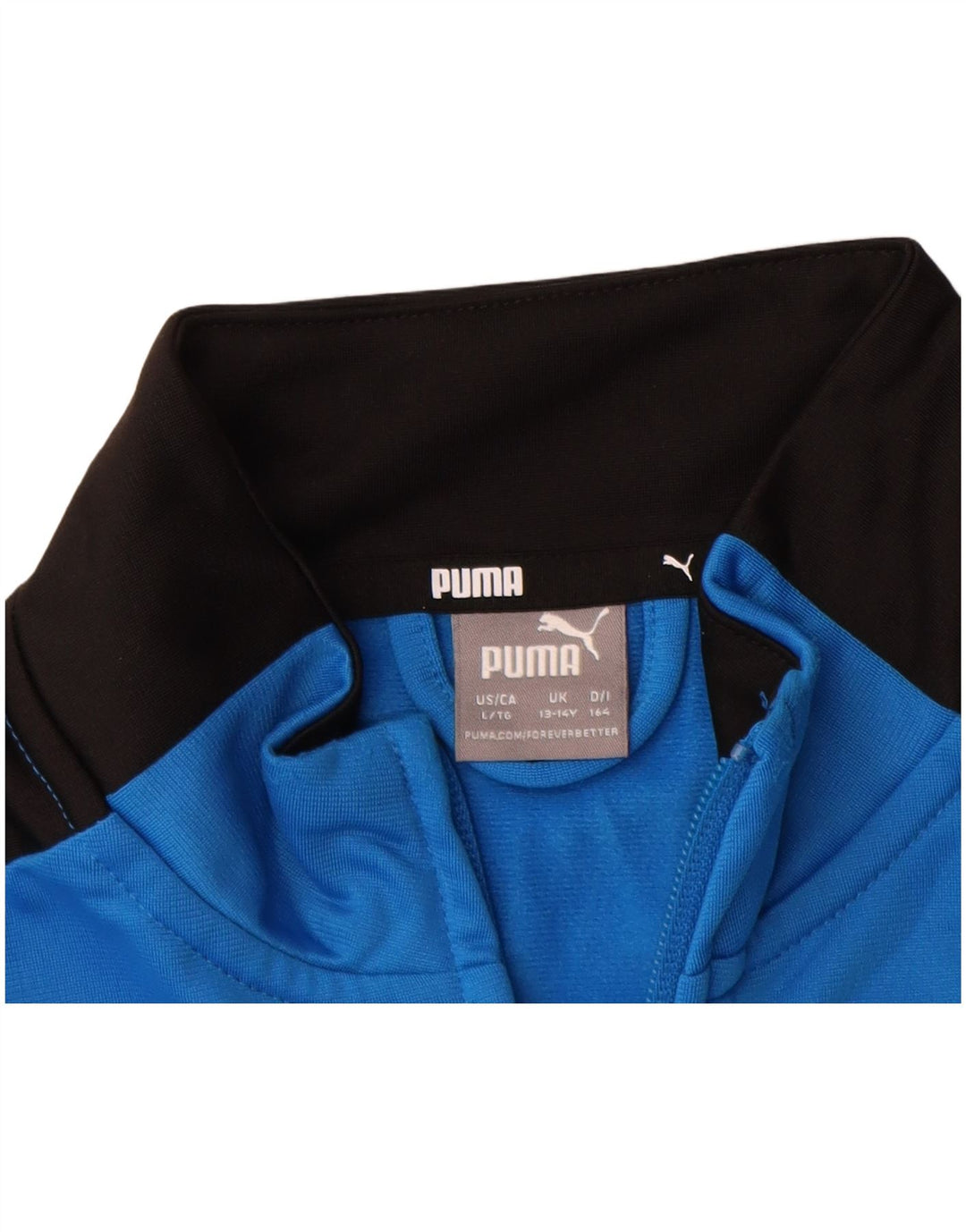 PUMA Boys Graphic Tracksuit Top Jacket 13-14 Years Blue Colourblock