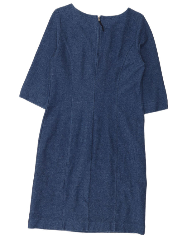 Laura Ashley Womens 3/4 Sleeve Shift Dress UK 10 Small Blue Cotton