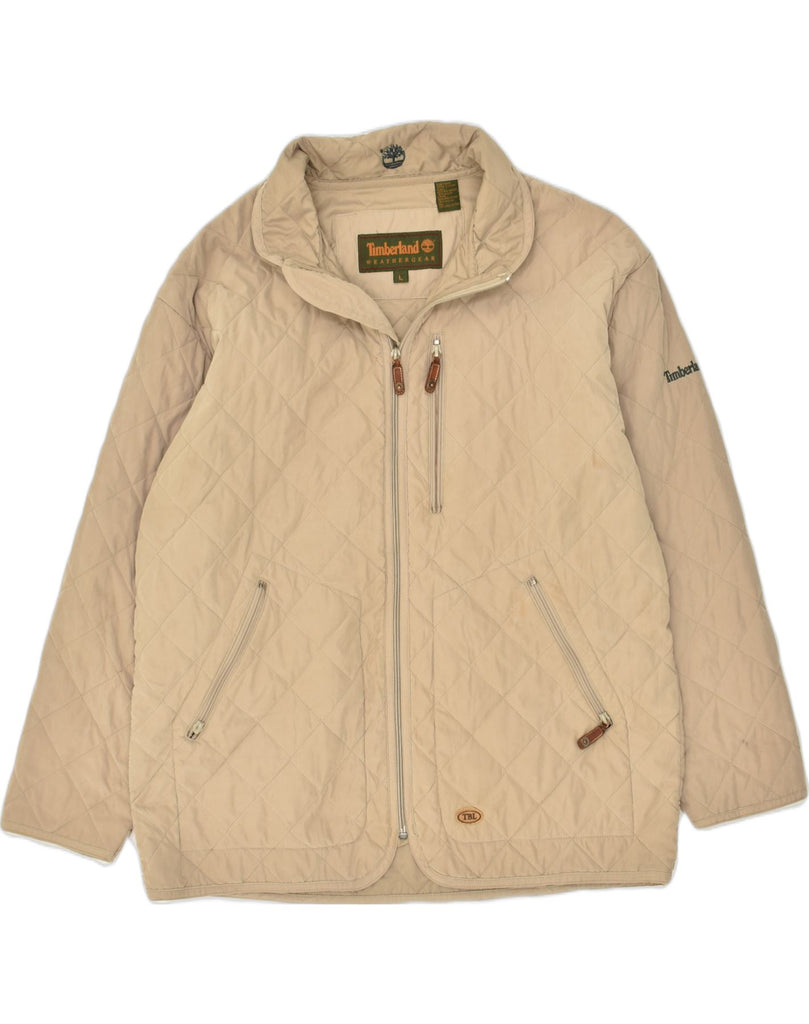 TIMBERLAND Mens Quilted Jacket UK 40 Large Beige Polyester | Vintage Timberland | Thrift | Second-Hand Timberland | Used Clothing | Messina Hembry 