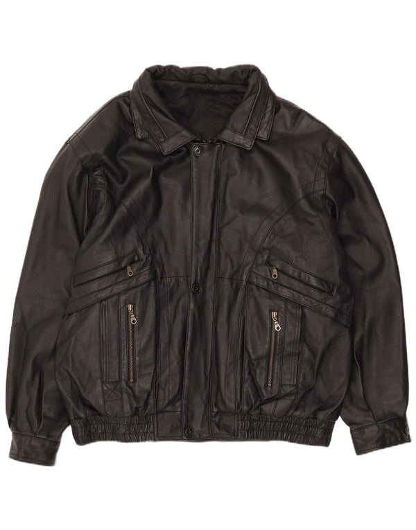Canda Mens Leather Jacket UK 40 Large Black Leather