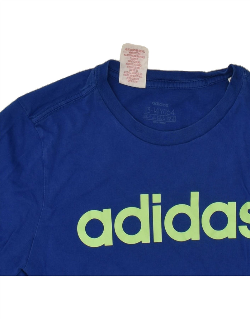 ADIDAS Boys Graphic T-Shirt Top 13-14 Years Blue Cotton | Vintage Adidas | Thrift | Second-Hand Adidas | Used Clothing | Messina Hembry 