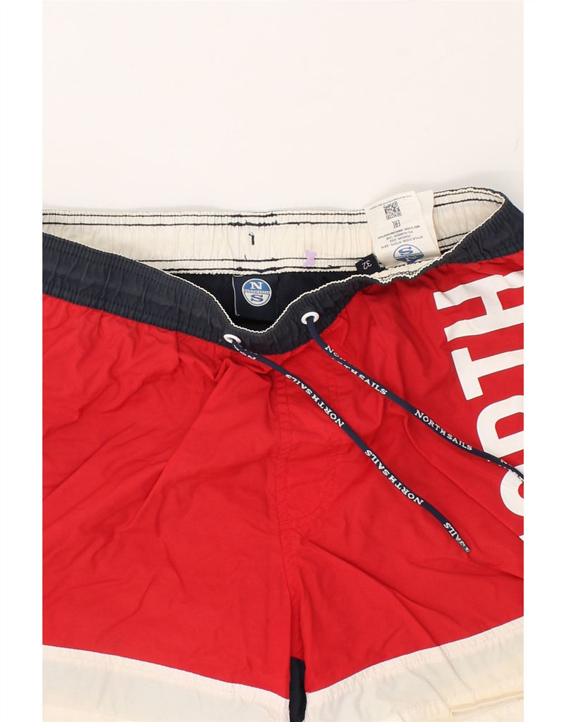 NORTH SAILS Mens Graphic Sport Shorts Medium Red Colourblock Cotton | Vintage North Sails | Thrift | Second-Hand North Sails | Used Clothing | Messina Hembry 