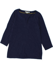 BODEN Womens Top 3/4 Sleeve UK 12 Medium Navy Blue Cotton