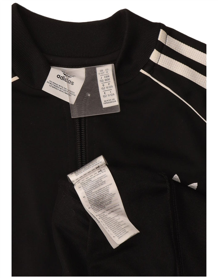 Adidas Girls Tracksuit Top Jacket 11-12 Years Black Polyester