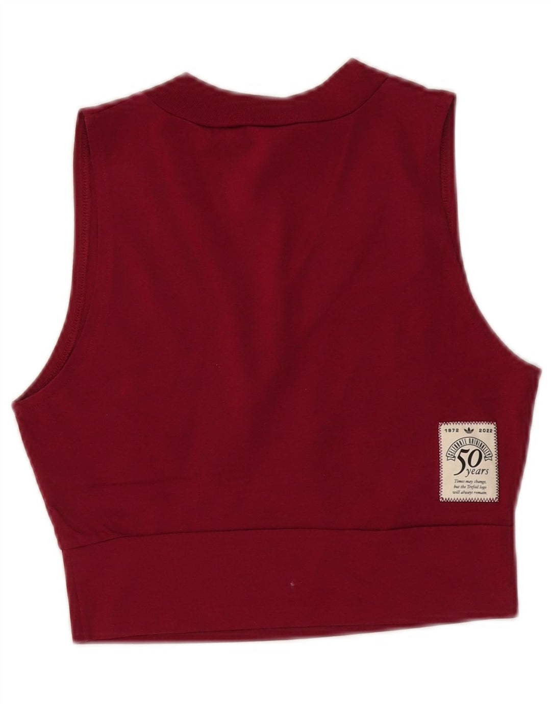 ADIDAS Womens Crop Graphic Vest Top UK 10 Small Burgundy Cotton
