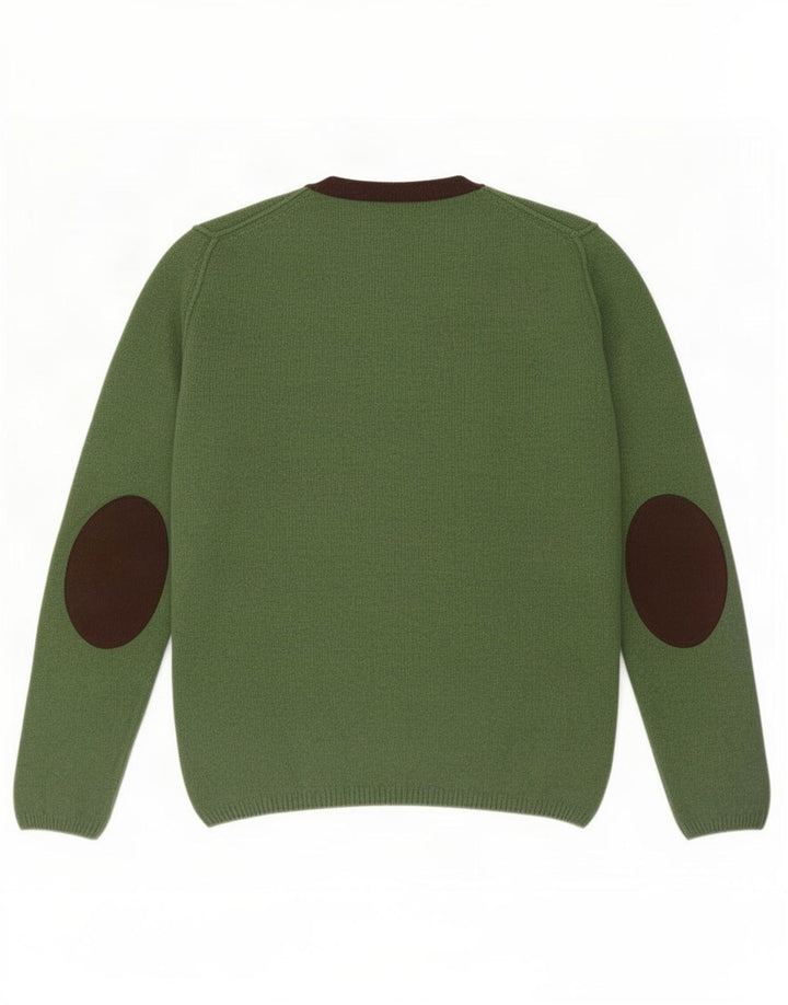 Fred Perry Mens Crew Neck Jumper Sweater Large Green Wool