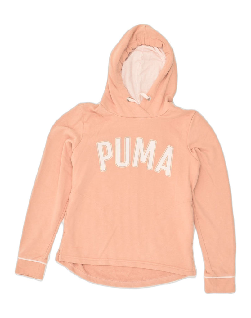 PUMA Womens Graphic Hoodie Jumper UK 10 Small  Orange Cotton | Vintage Puma | Thrift | Second-Hand Puma | Used Clothing | Messina Hembry 