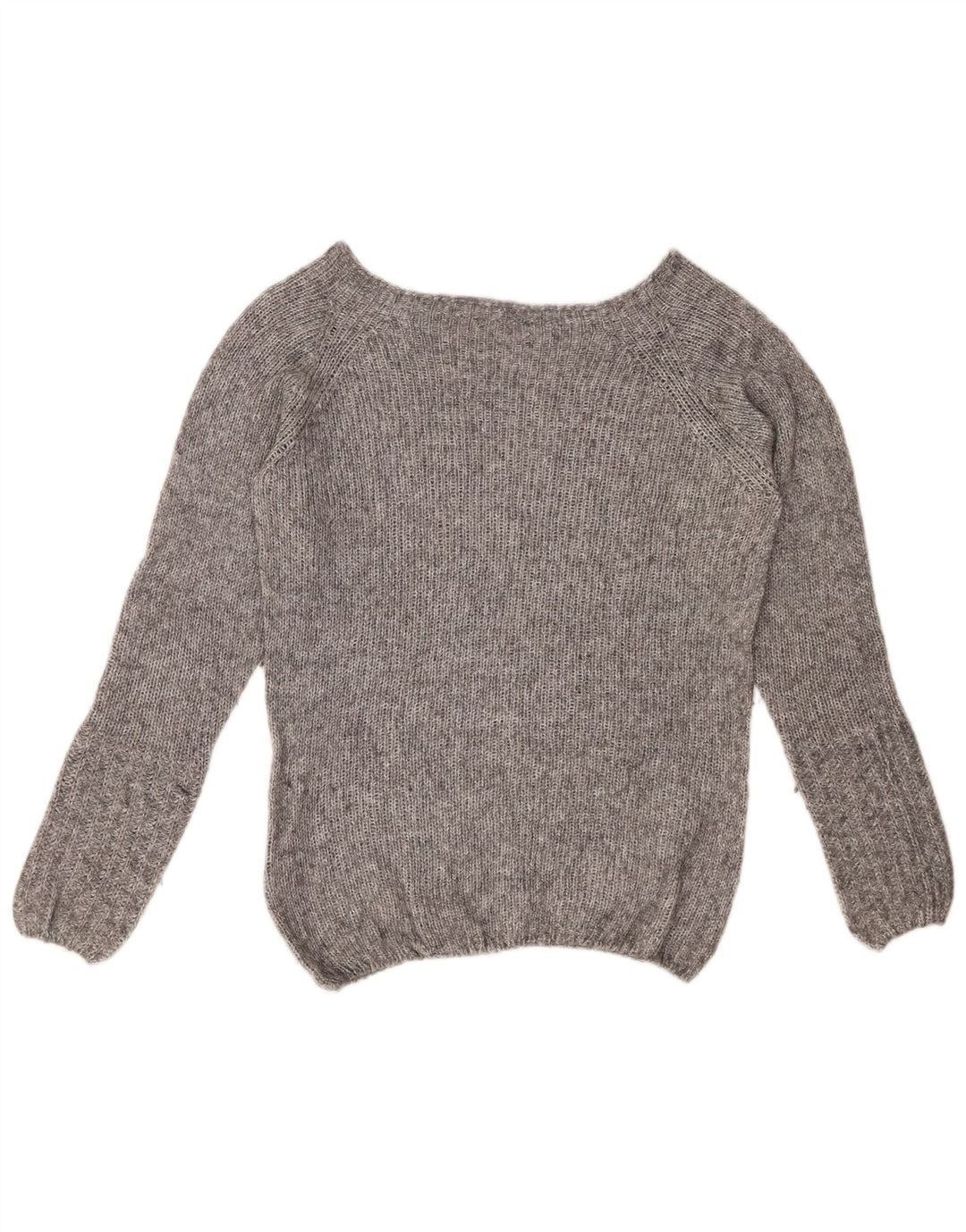 FRED PERRY Womens Boat Neck Jumper Sweater UK 14 Medium Grey Flecked