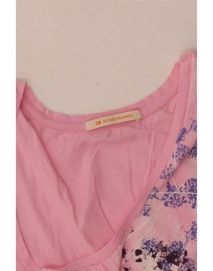 Hugo Boss Womens Vest Top UK 12 Medium Pink Floral