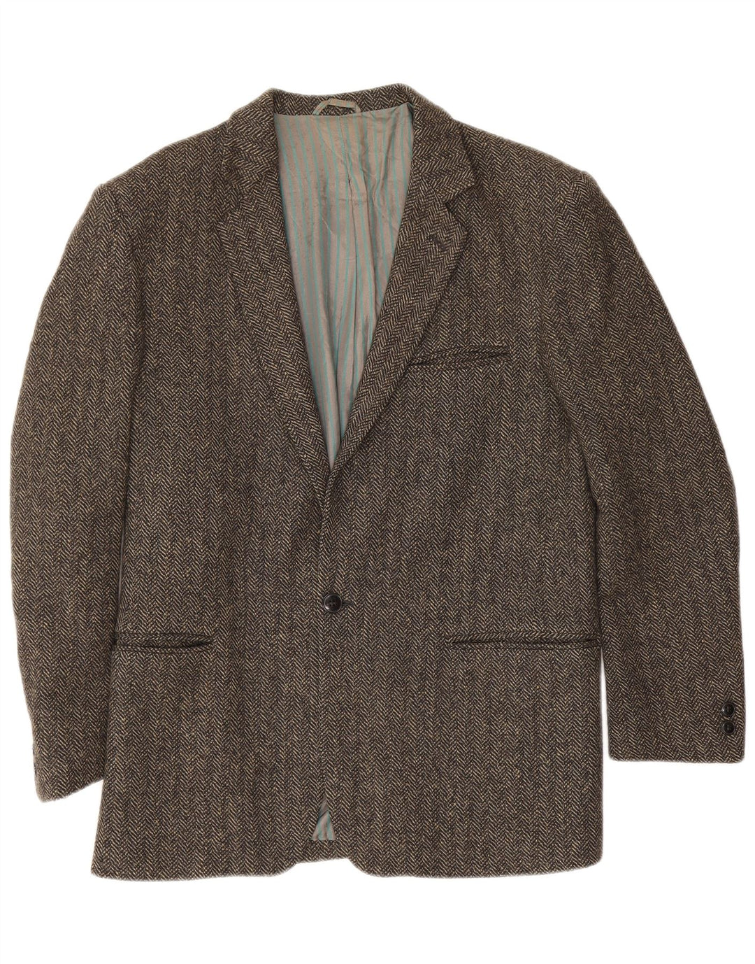 Pierre Laurent Mens 1 Button Blazer Jacket IT 46 Small Grey Herringbone