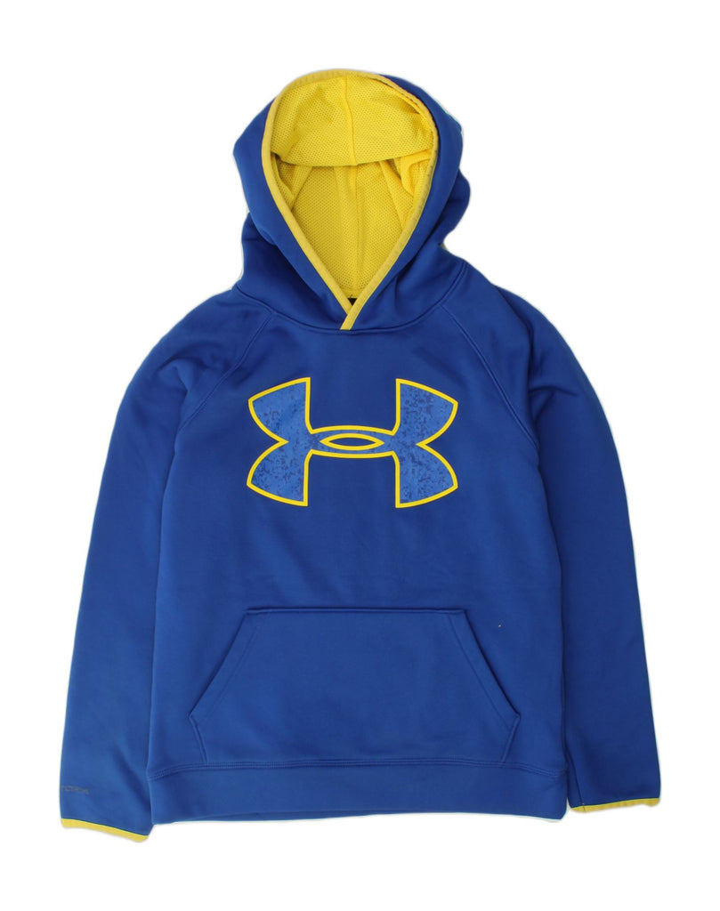 UNDER ARMOUR Boys Loose Fit Graphic Hoodie Jumper 9-10 Years Medium Blue | Vintage Under Armour | Thrift | Second-Hand Under Armour | Used Clothing | Messina Hembry 