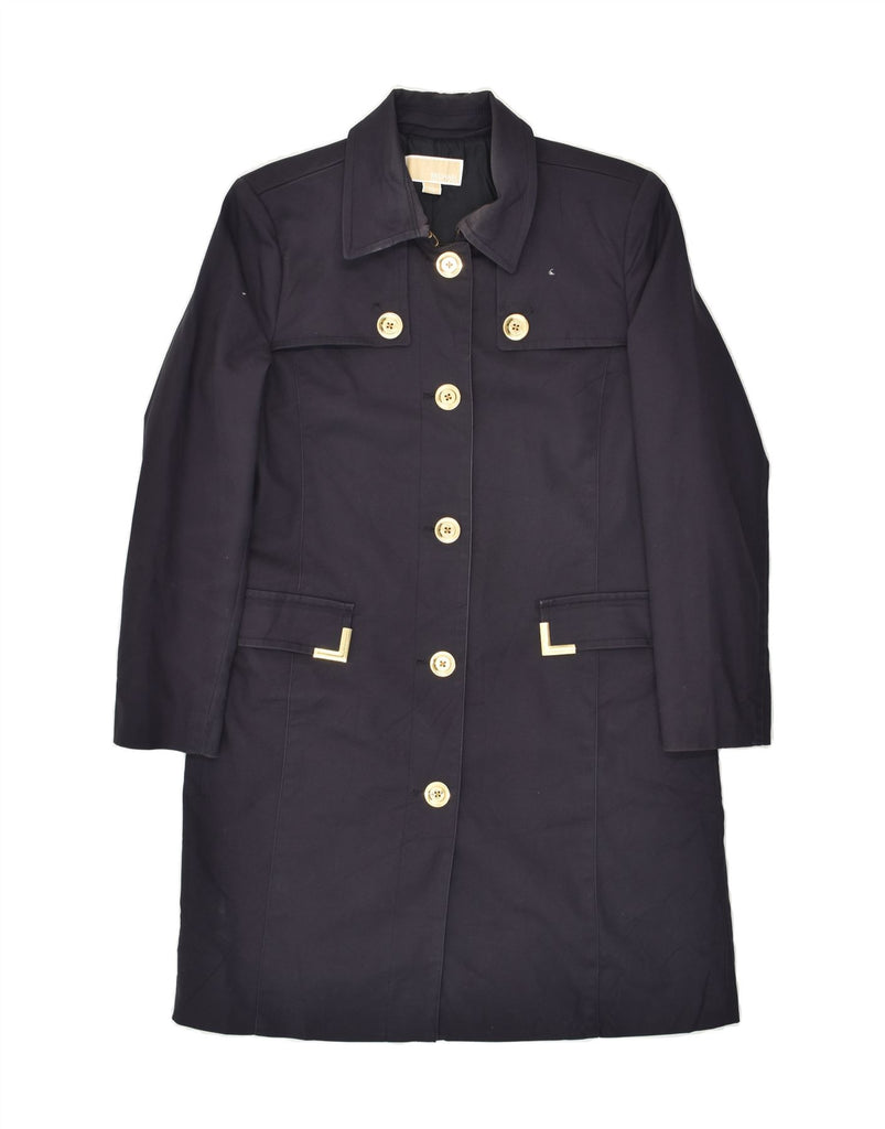 MICHAEL KORS Womens Overcoat UK 18 XL Navy Blue Cotton | Vintage Michael Kors | Thrift | Second-Hand Michael Kors | Used Clothing | Messina Hembry 