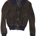 Reda Womens Suede Bomber Jacket UK 10 Small Black Colourblock Leather