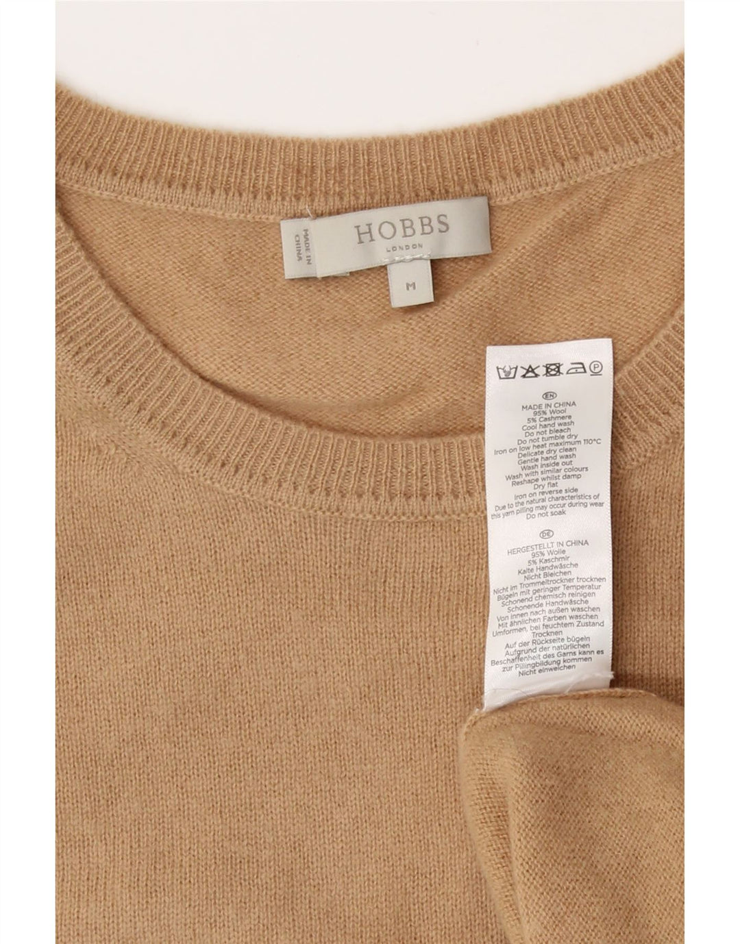 Hobbs Womens Crew Neck Jumper Sweater UK 12 Medium Beige Wool