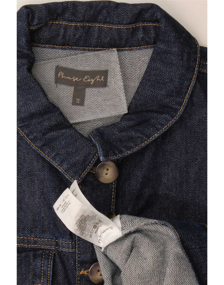 Phase Eight Womens Crop Denim Jacket UK 14 Large Navy Blue Cotton