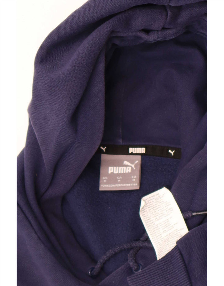 Puma Mens Graphic Hoodie Jumper Medium Navy Blue Cotton