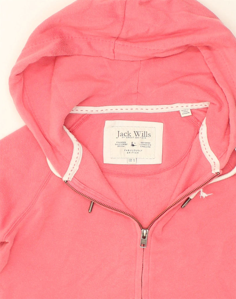 JACK WILLS Womens Zip Hoodie Sweater UK 6 XS  Pink Polyester | Vintage Jack Wills | Thrift | Second-Hand Jack Wills | Used Clothing | Messina Hembry 