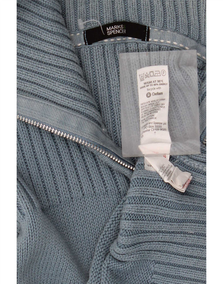 Marks & Spencer Womens Cardigan Sweater UK 16 Large Blue Cotton