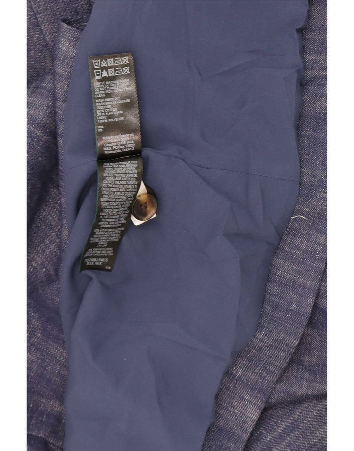Marks & Spencer Womens 2 Button Blazer Jacket UK 16 Large Navy Blue Cotton