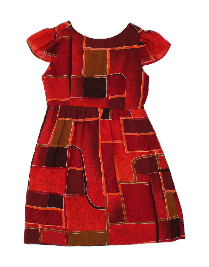VINTAGE Womens Basic Dress UK 10 Small Red Geometric | Vintage Vintage | Thrift | Second-Hand Vintage | Used Clothing | Messina Hembry 