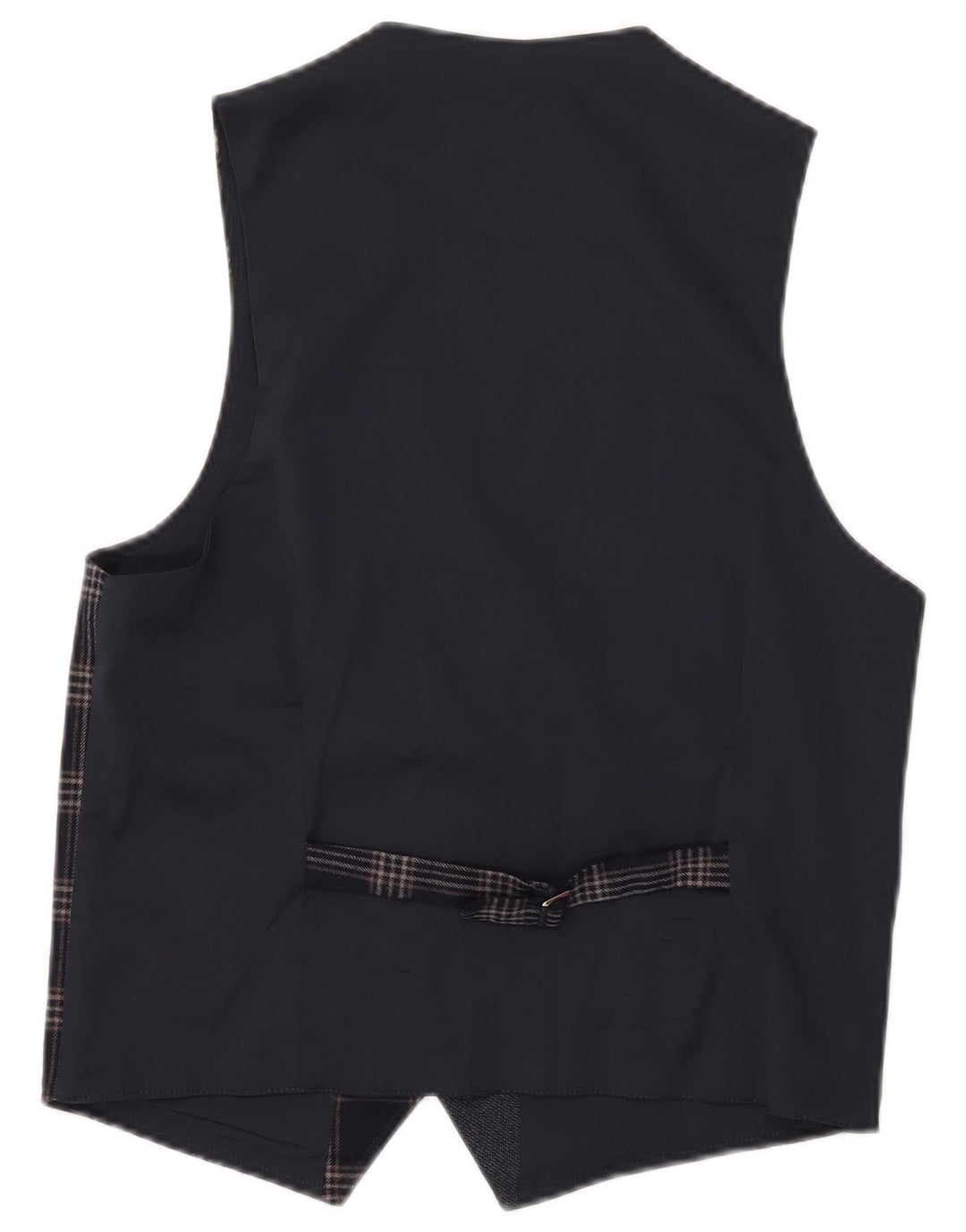 Vintage Mens Waistcoat IT 46 Small Navy Blue Check Polyester