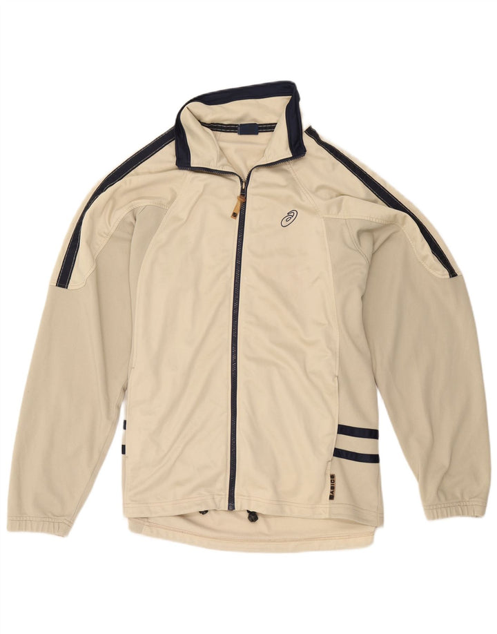 Asics Mens Tracksuit Top Jacket XL Beige Colourblock