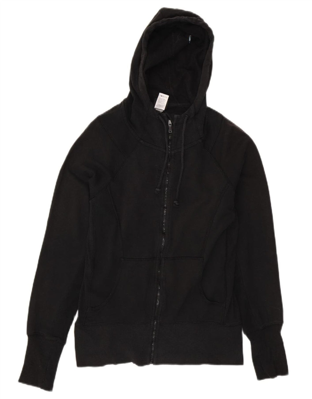 Reebok Womens Zip Hoodie Sweater UK 14 Medium Black Cotton