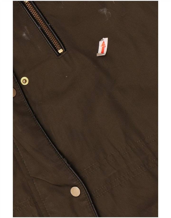 Oasis Womens Hooded Parka Jacket UK 14 Medium Khaki Polyester