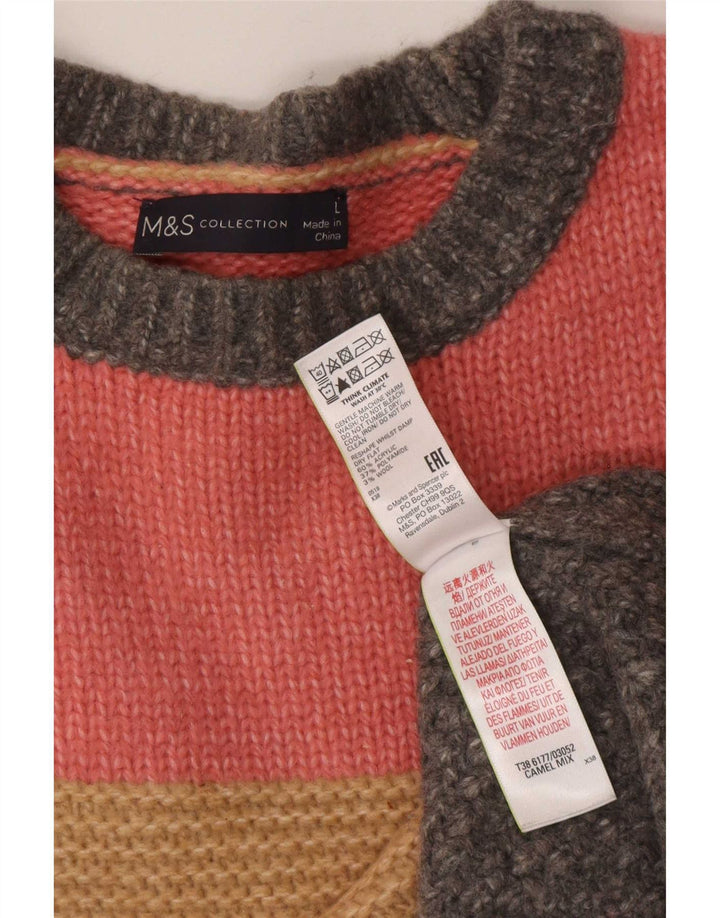 Marks & Spencer Womens Crew Neck Jumper Sweater UK 16 Large Multicoloured