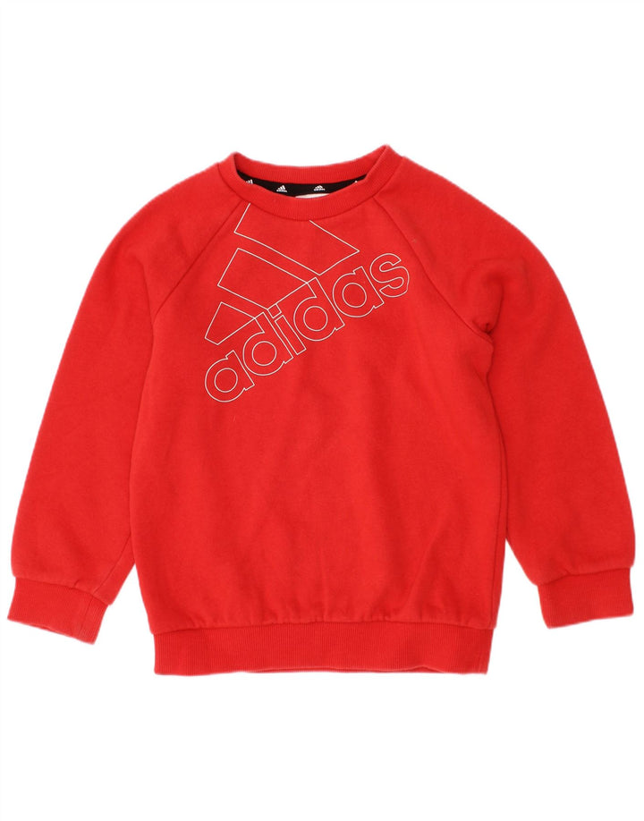 Adidas Boys Graphic Sweatshirt Jumper 2-3 Years Red Cotton