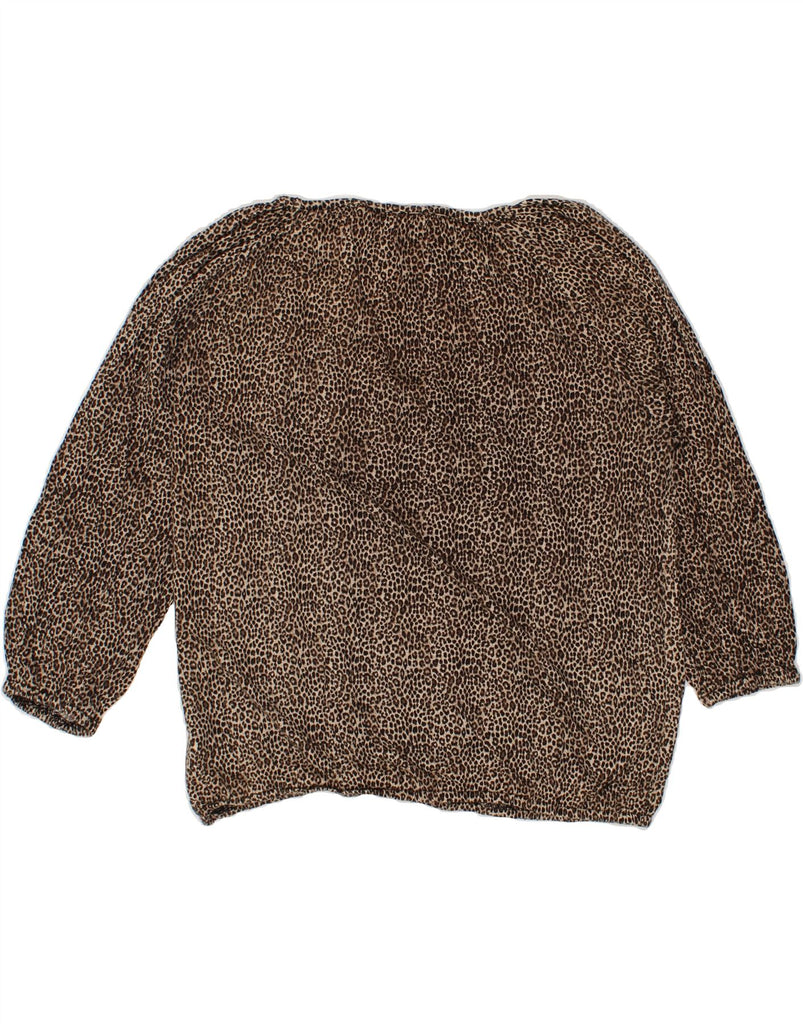 MICHAEL KORS Womens Long Sleeve Blouse Top UK 14 Medium Brown Animal Print Vintage Michael Kors and Second-Hand Michael Kors from Messina Hembry 