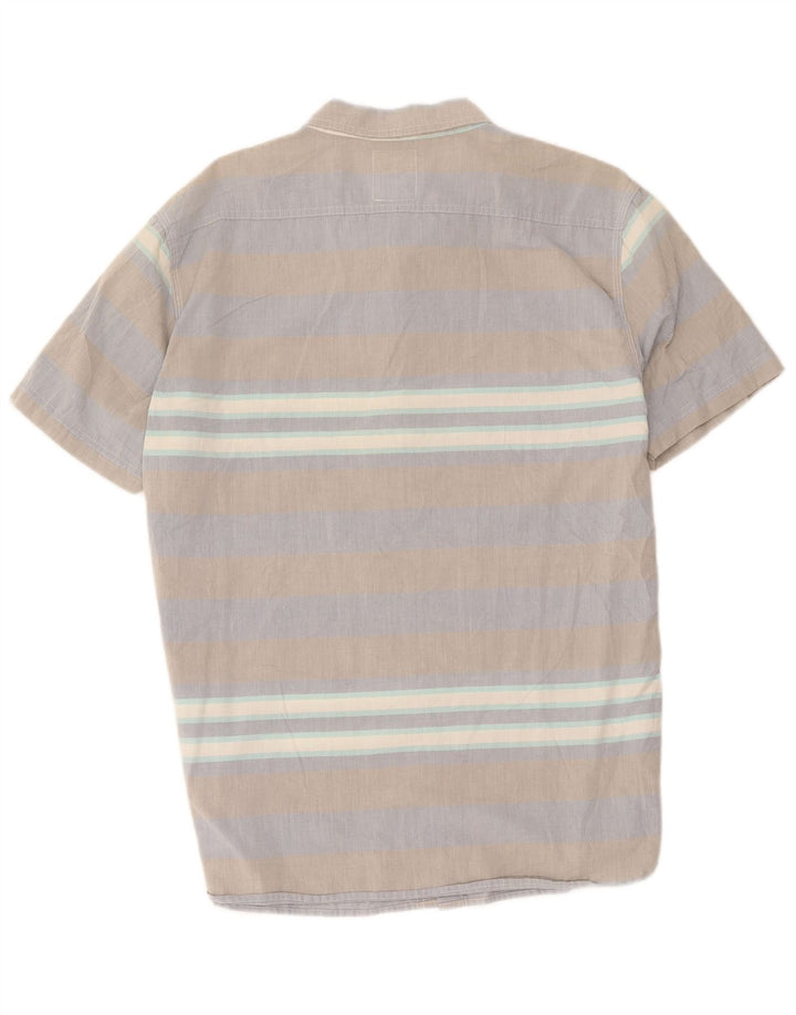 Levi's Mens Short Sleeve Shirt XL Grey Striped Cotton