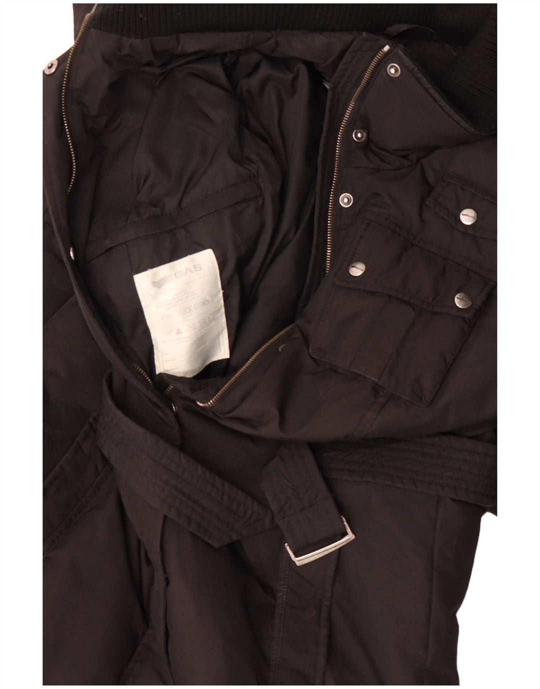 Gas Womens Padded Coat IT 44 Medium Black Polyester