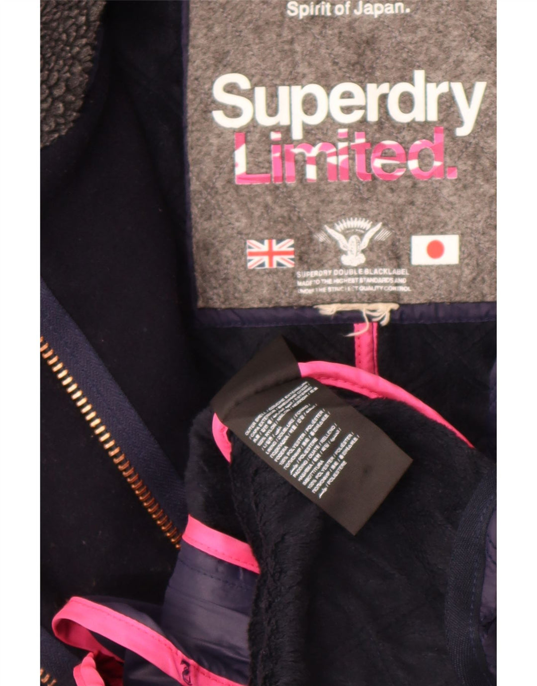 Superdry Womens Quilted Jacket UK 14 Medium Navy Blue Colourblock Nylon