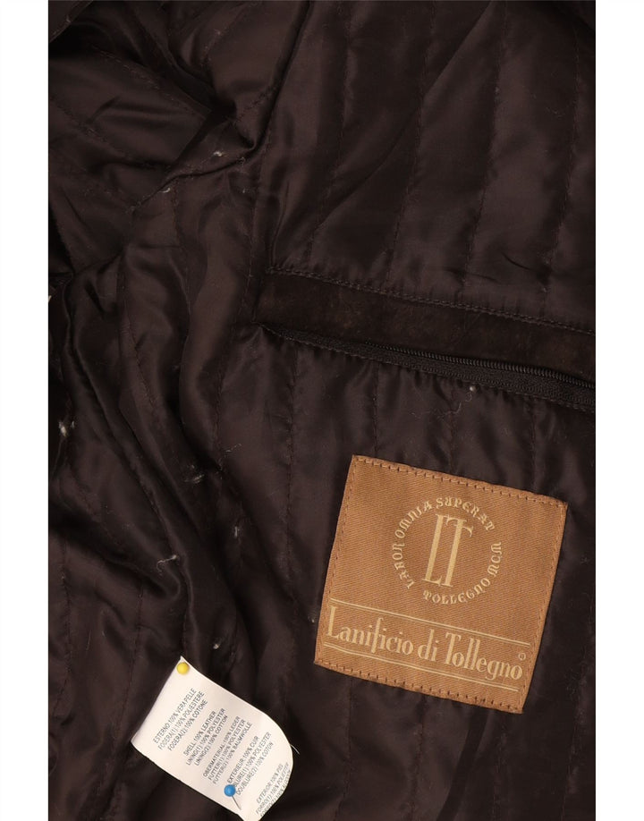 Lanificio Di Tollegno Mens Suede Bomber Jacket UK 38 Medium Brown Leather
