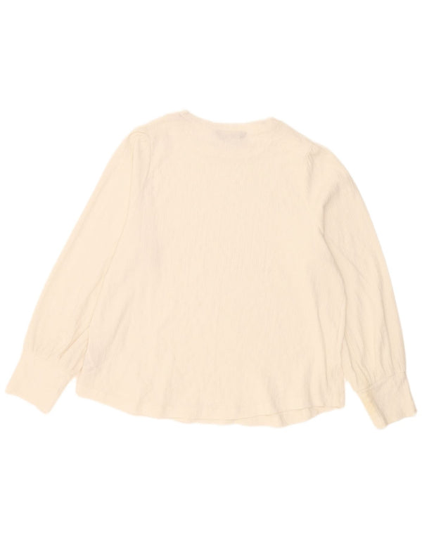Marks & Spencer Womens Long Sleeve Blouse Top UK 16 Large Off White