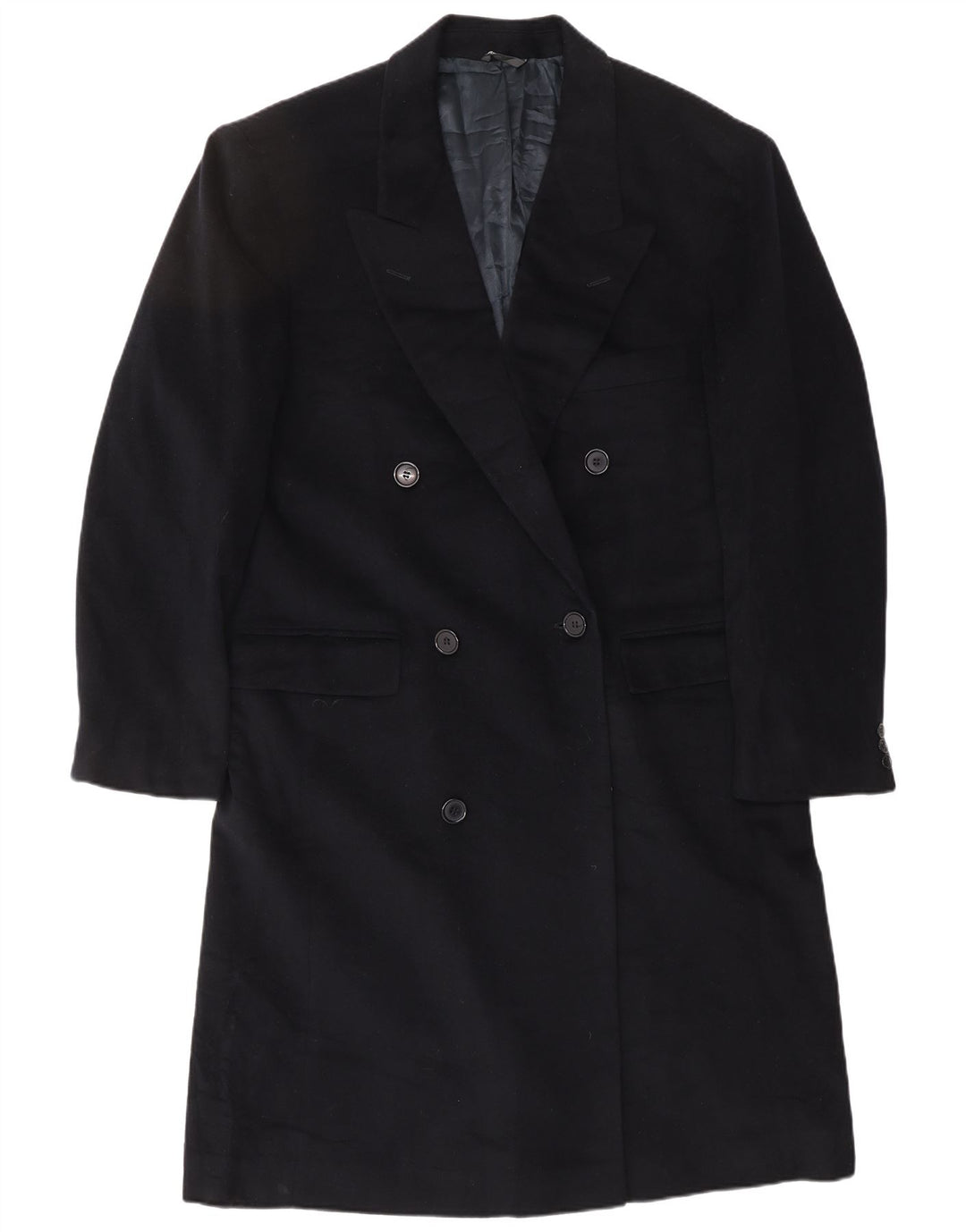 LUCA D'ALTIERI Mens Double Breasted Coat IT 48 Medium Navy Blue Classic