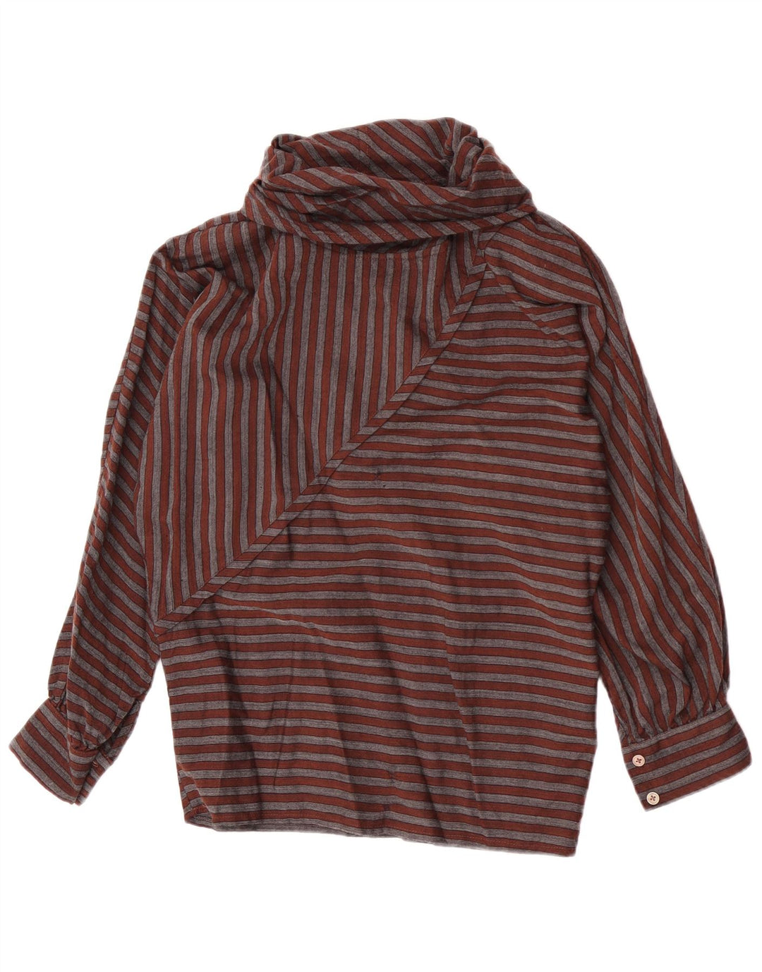 Vintage Womens Blouse Top IT 40 Small Brown Striped