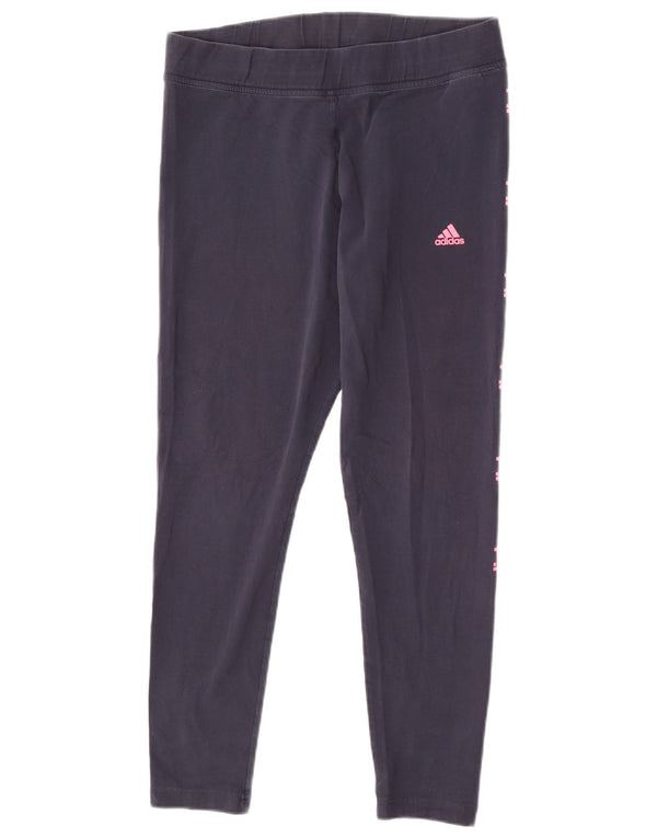 Adidas Womens Graphic Leggings UK 18 XL Navy Blue Cotton