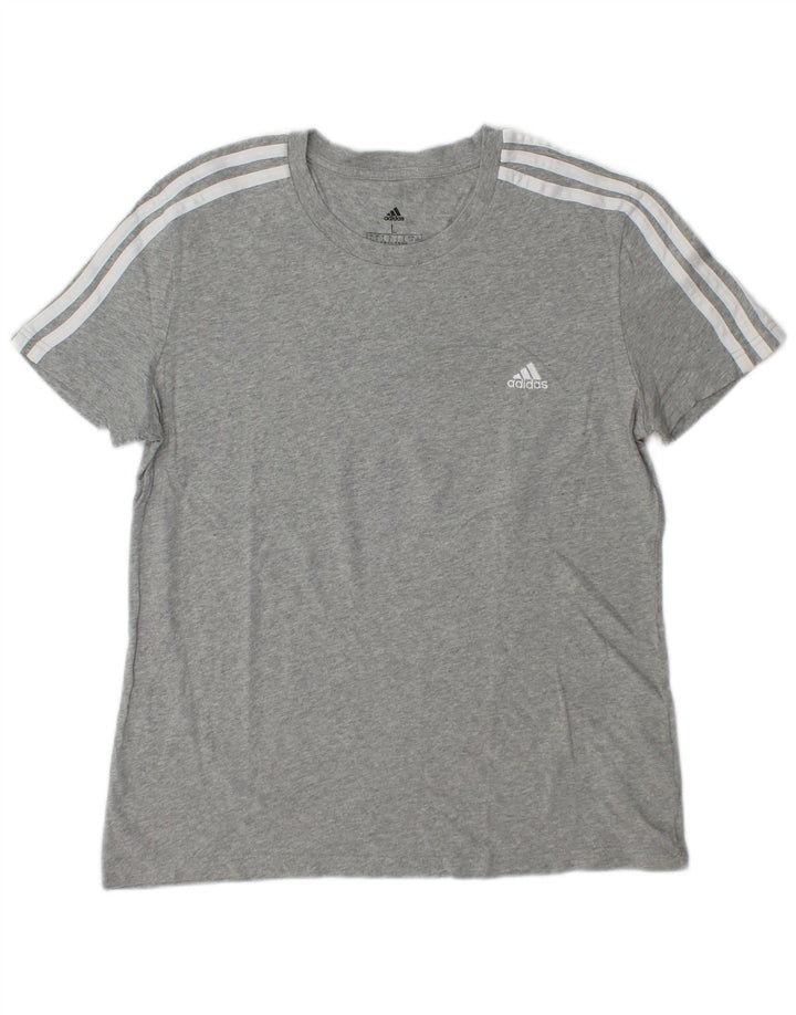 ADIDAS Womens T-Shirt Top UK 16/18 Large Grey Cotton