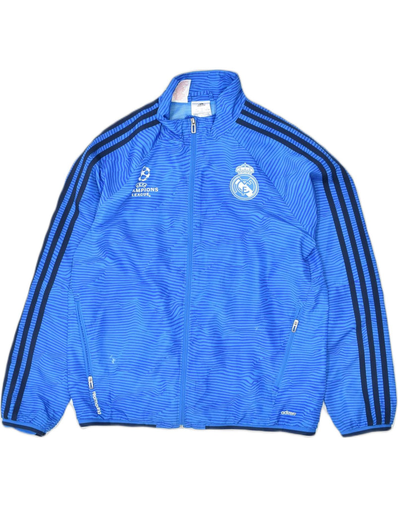 ADIDAS Boys Tracksuit Top Jacket 13-14 Years Blue Striped Polyester | Vintage | Thrift | Second-Hand | Used Clothing | Messina Hembry 