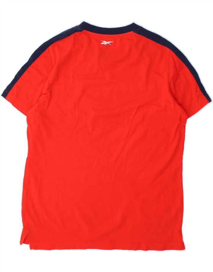 REEBOK Mens Graphic T-Shirt Top Large Red Colourblock Cotton Vintage Reebok and Second-Hand Reebok from Messina Hembry 