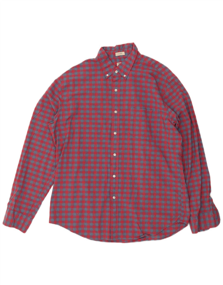 J. CREW Mens Classic Fit Shirt Large Red Gingham Cotton