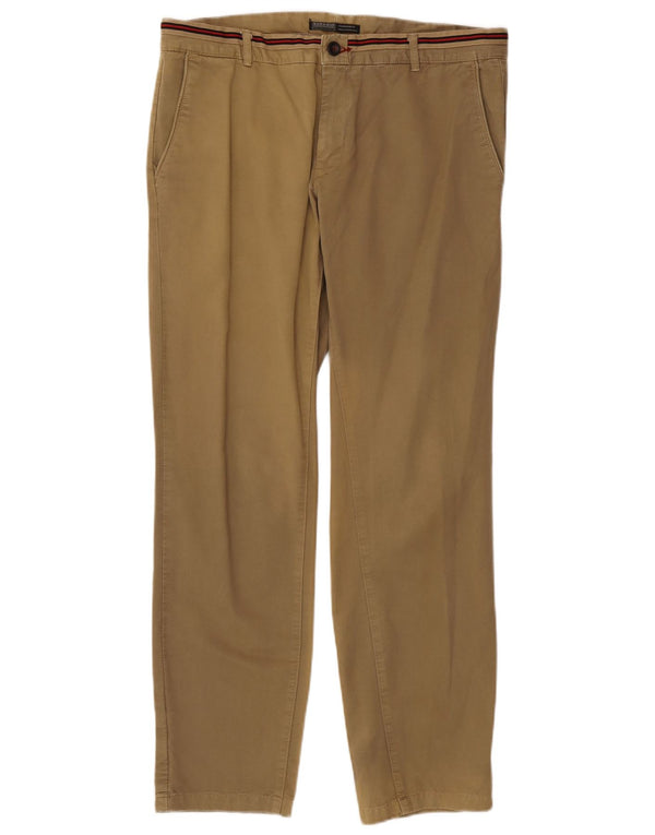 Zara Mens Slim Chino Trousers EU 46 XL W36 L32 Khaki Cotton