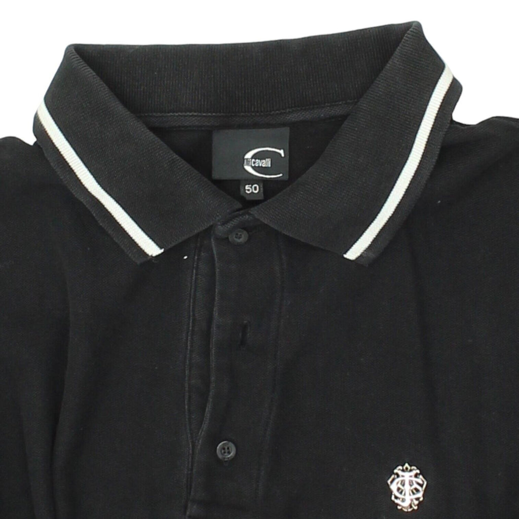Just Cavalli Mens Black Short Sleeved Polo Shirt | Vintage 90s Designer VTG | Vintage Messina Hembry | Thrift | Second-Hand Messina Hembry | Used Clothing | Messina Hembry 