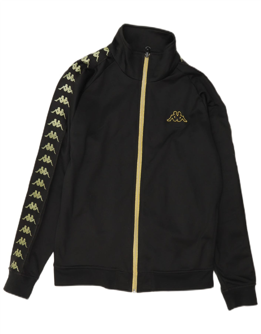 Kappa Womens Graphic Tracksuit Top Jacket UK 12 Medium Black Polyester