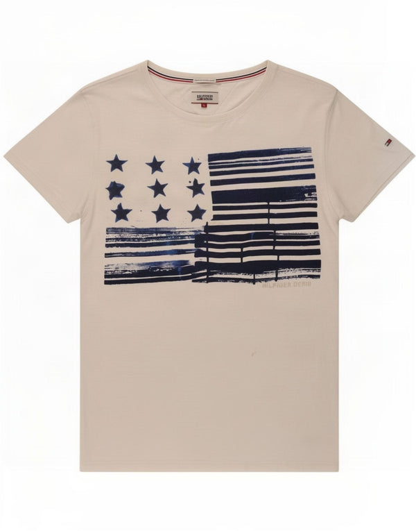 Tommy Hilfiger Mens Graphic T-Shirt Top Large White Cotton