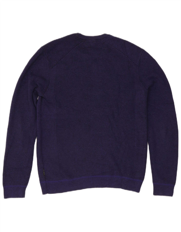 Ted Baker Mens Crew Neck Jumper Sweater Size 4 Large Navy Blue Polyester